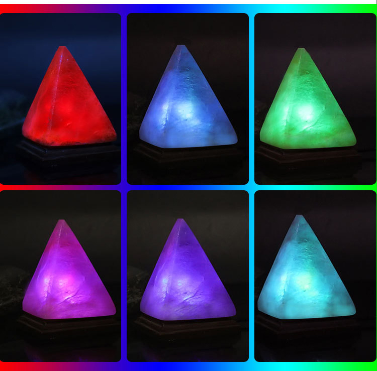 Pyramid Himalayan Salt Lamp USB Decorative Night Lights Colorful display