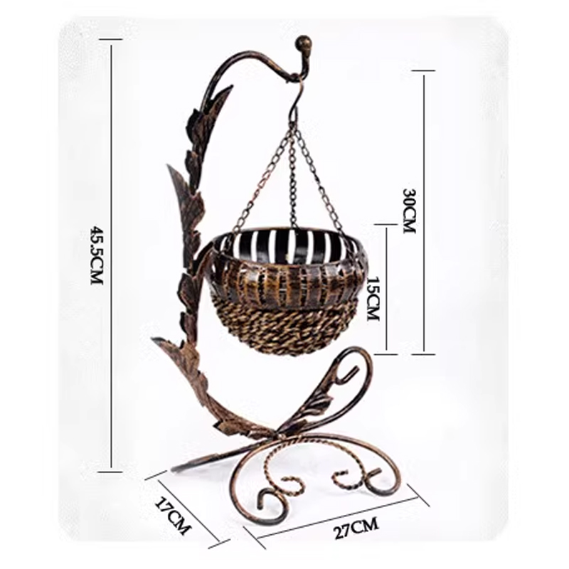 Retro Hanging Pink Himalayan Rock Salt Basket Lamp Size