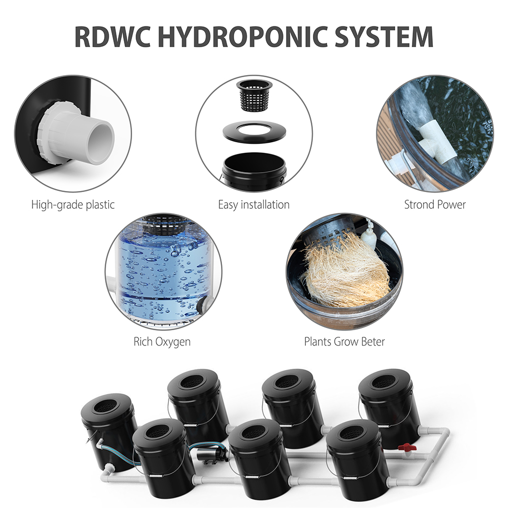 7 Buckets RDWC Complete Kit 5-Gallon/16L Components