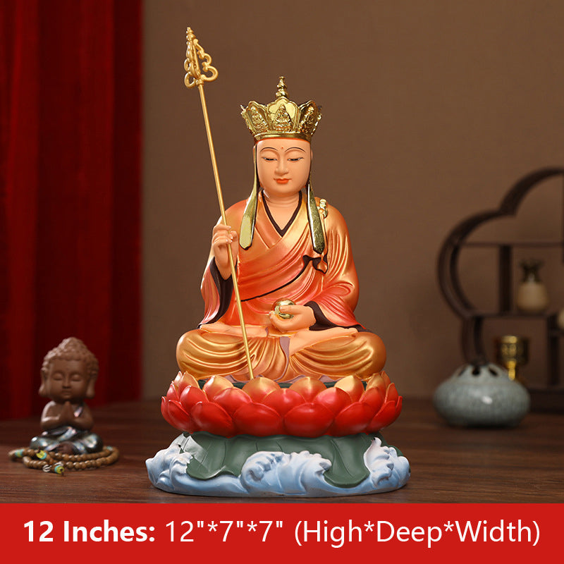 Earth Store, Dizang, Ksitigarbha Bodhisattva Statue, Golden Blessed Clothes Resin Material-BetiLife™
