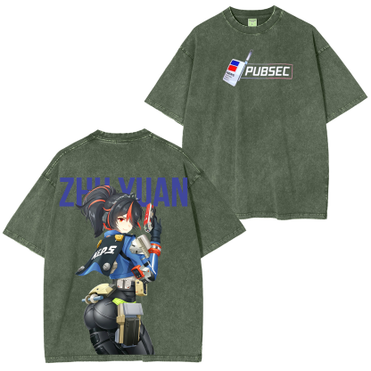 Zhu Yuan,Zenless Zone Zero Unisex Washed T-Shirt