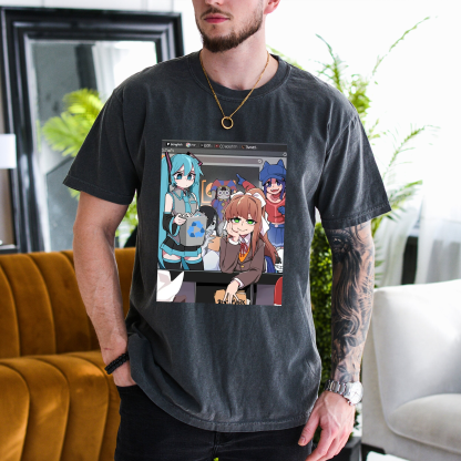Miku and Doki Doki Literature Club Unisex T-shirt/Crewneck/Hoodie