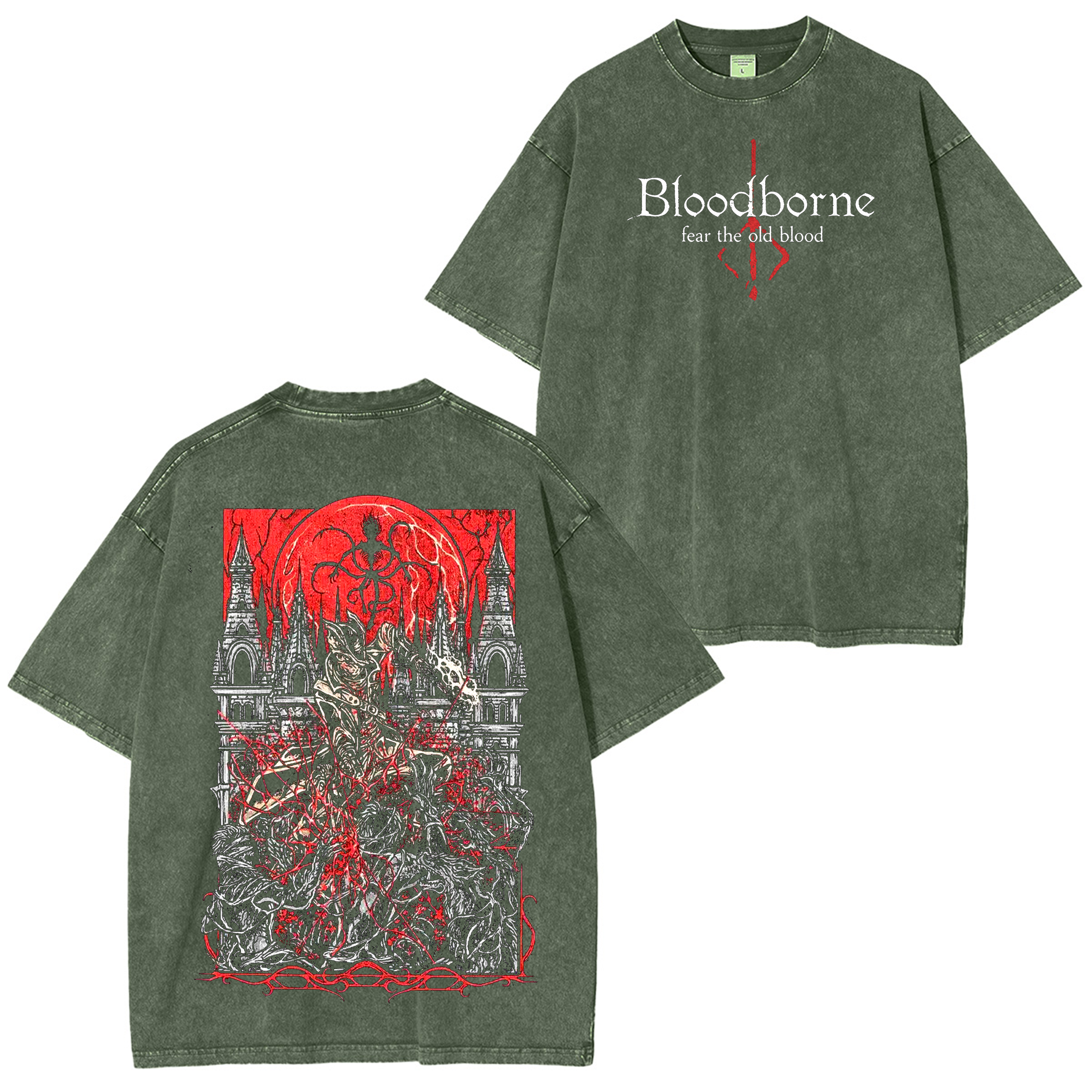 Vintage Bloodborne Unisex Washed T-Shirt