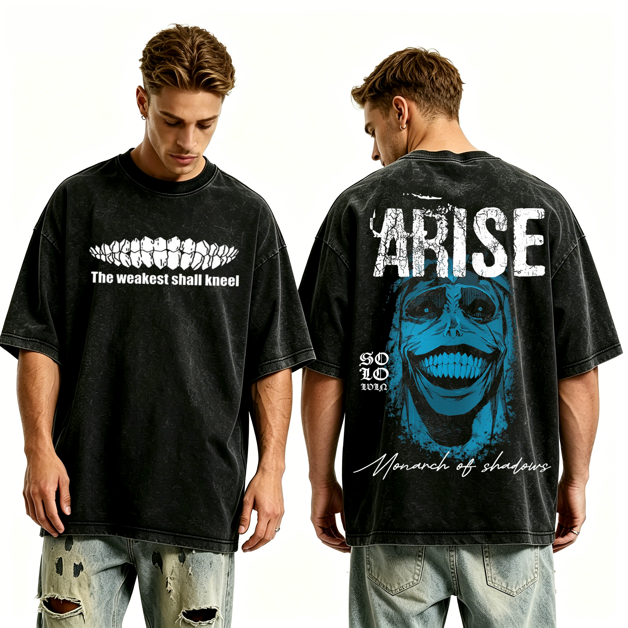 Solo Leveling Retro Anime Unisex Washed T-Shirt