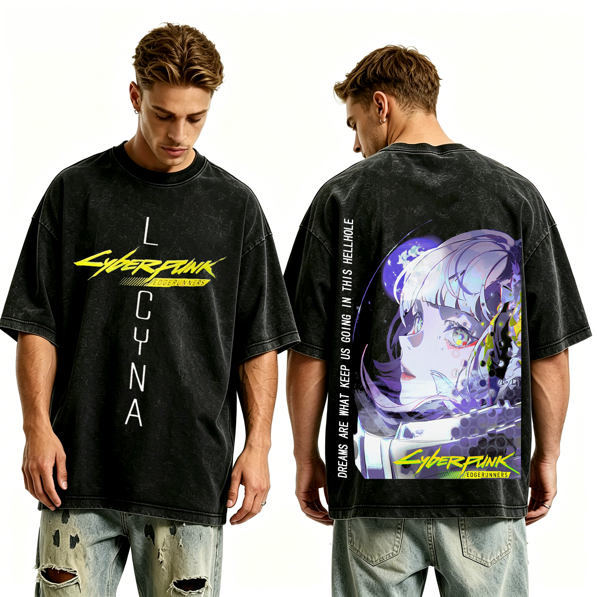 Lucy Cyberpunk Edgerunners  Unisex Washed T-Shirt