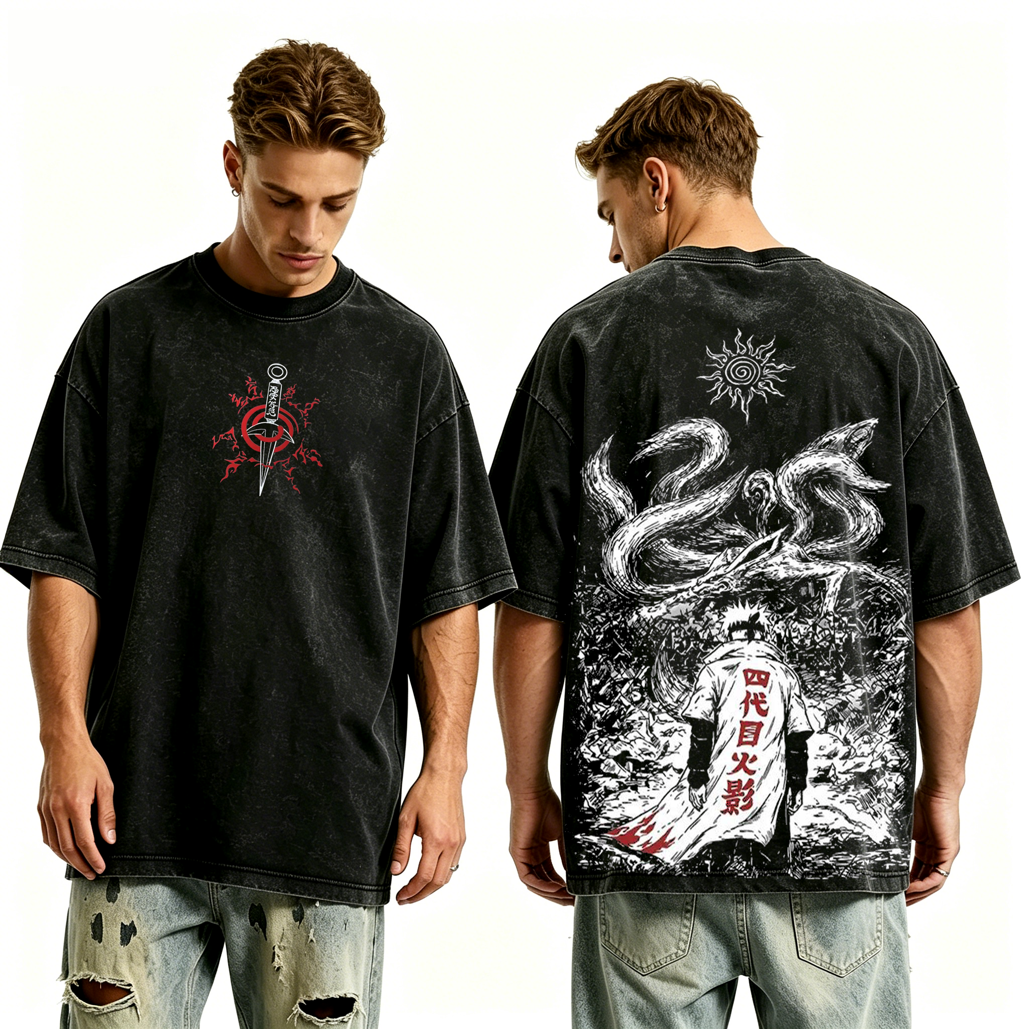 Minato Naruto Anime Unisex Washed T-Shirt
