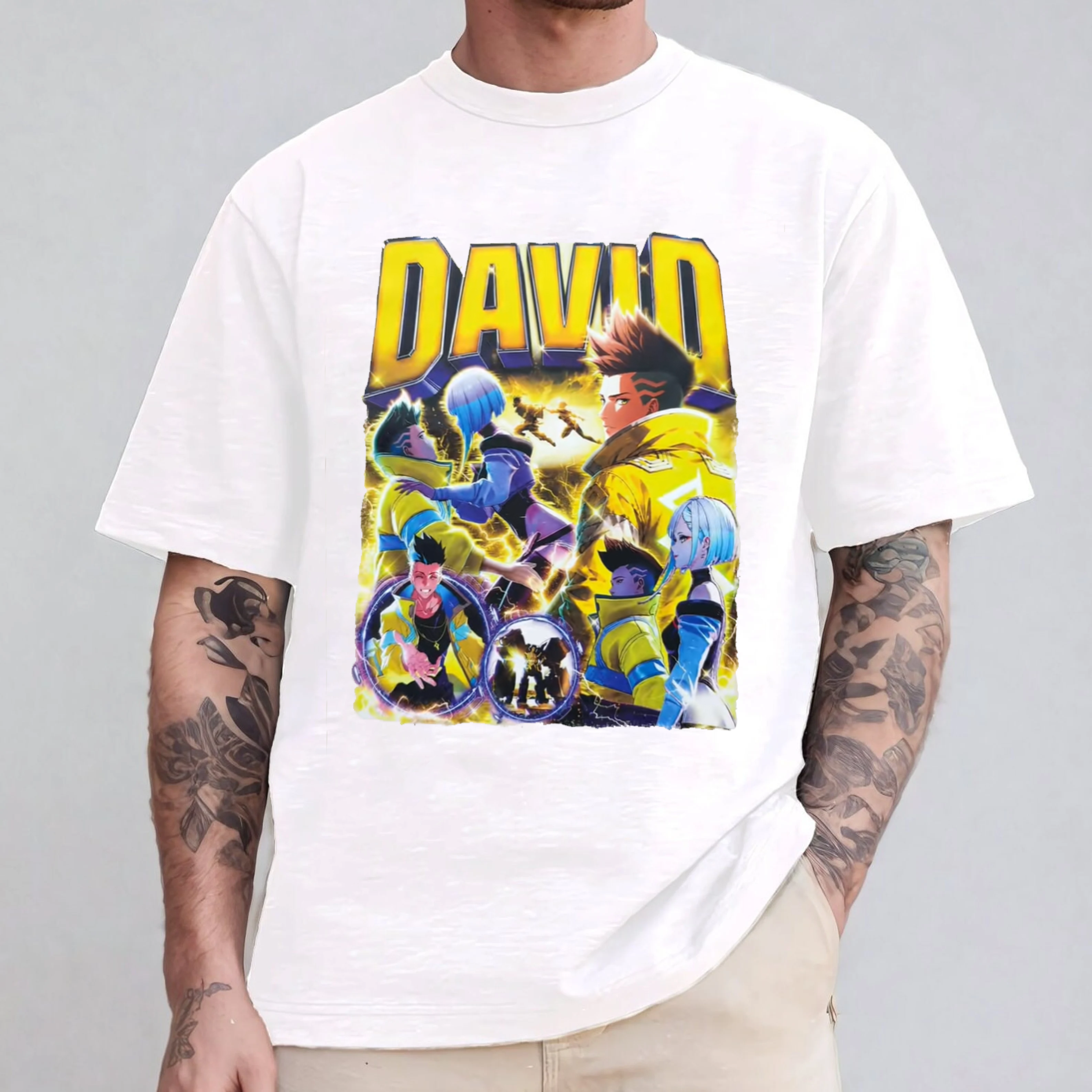 David x Lucy Cyberpunk Edgerunners Anime Inspired Graphic Oversize Unisex Shirts/Crewneck/Hoodie