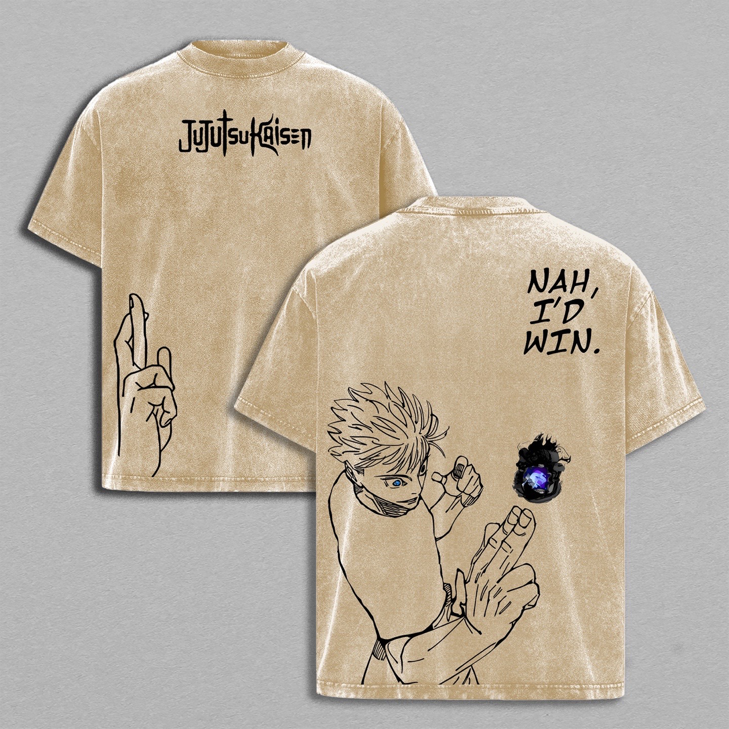 Satoru Gojo Jujutsu Kaisen Anime Double  Vintage Washed T-shirt/Crewneck/Hoodie