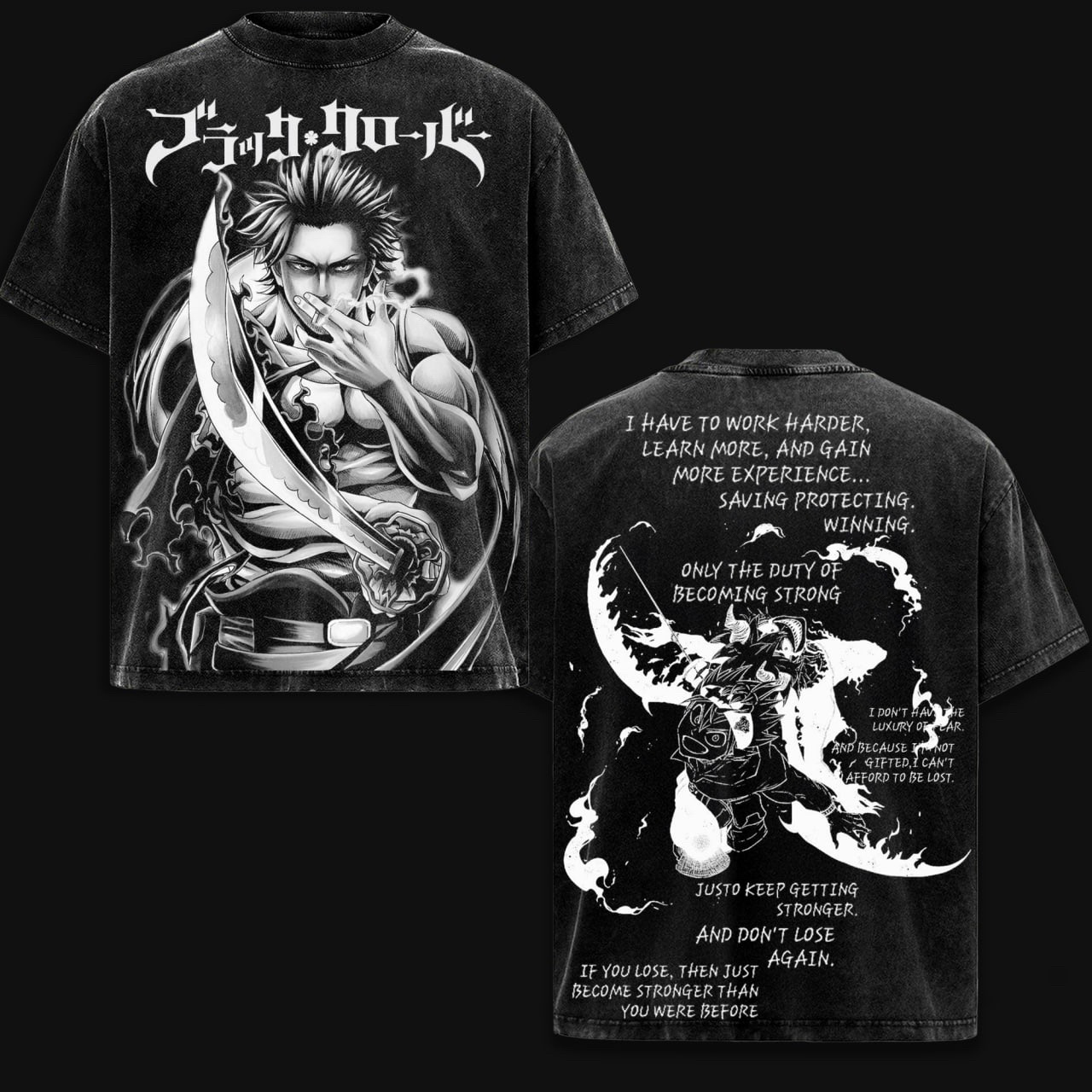 Black Clover Anime Double  Vintage Washed T-shirt/Crewneck/Hoodie