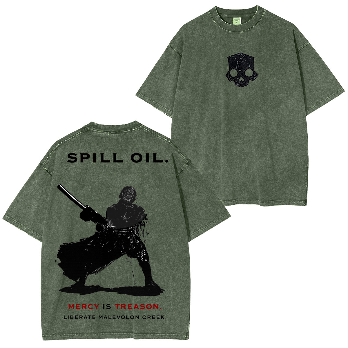 SPILL OIL. MERCY IS TREASON Helldivers 2 Washed T-Shirt