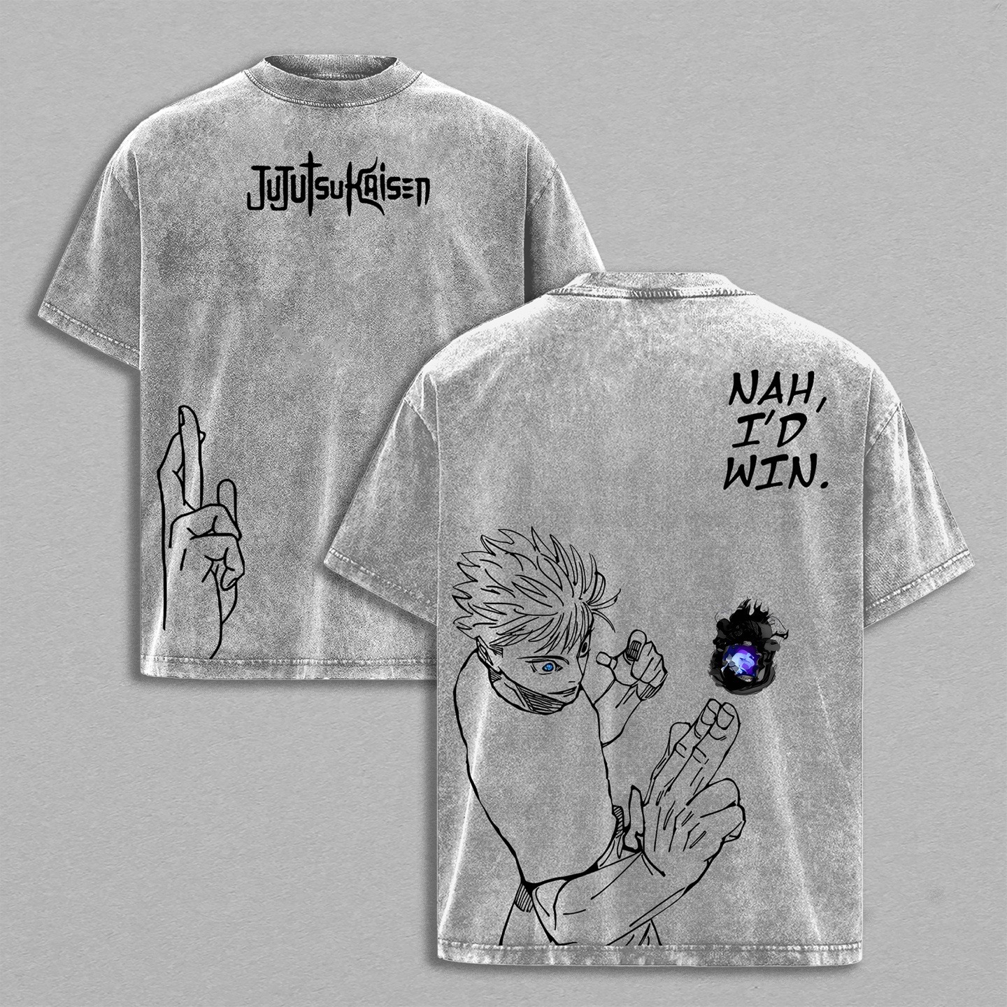 Satoru Gojo Jujutsu Kaisen Anime Double  Vintage Washed T-shirt/Crewneck/Hoodie