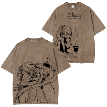 Frieren Anime Double Retro Washed T-Shirt