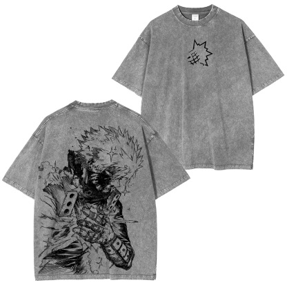 Katsuki Bakugo My Hero Academia Anime Double Retro Washed T-Shirt