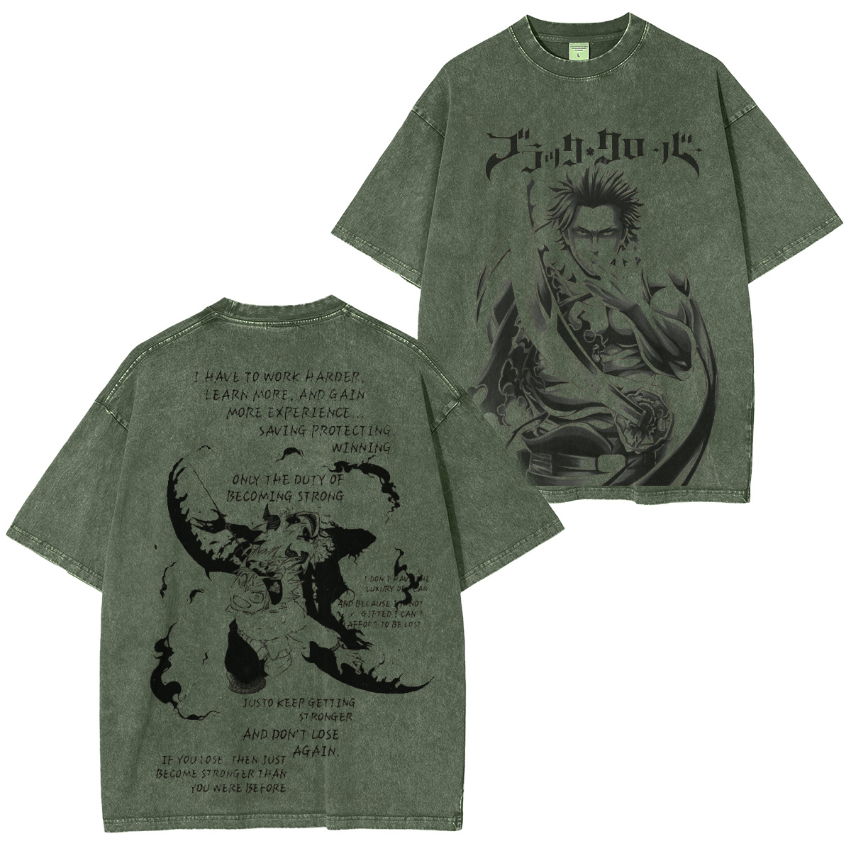 Black Clover Anime Double  Vintage Washed T-shirt/Crewneck/Hoodie