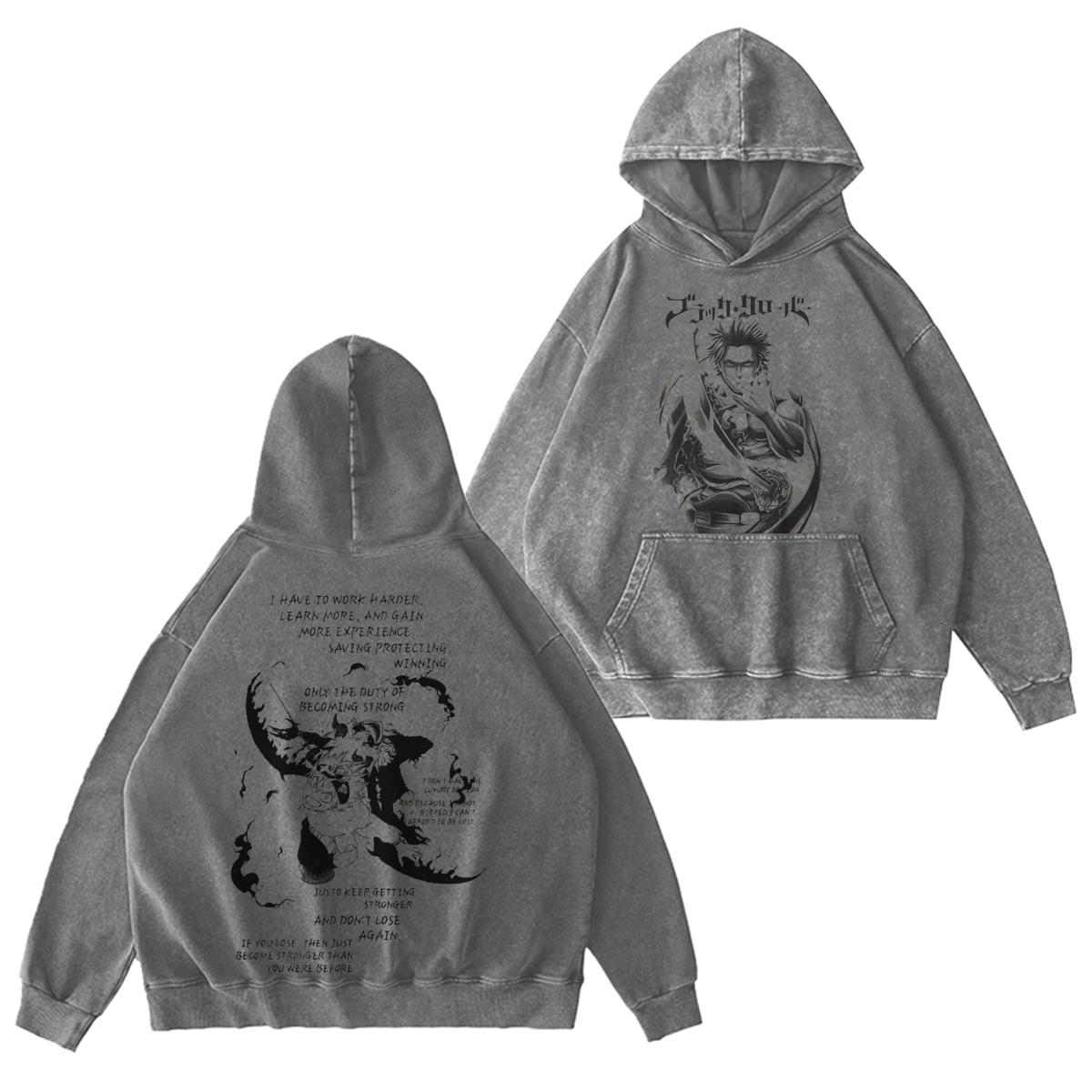Black Clover Anime Double  Vintage Washed T-shirt/Crewneck/Hoodie