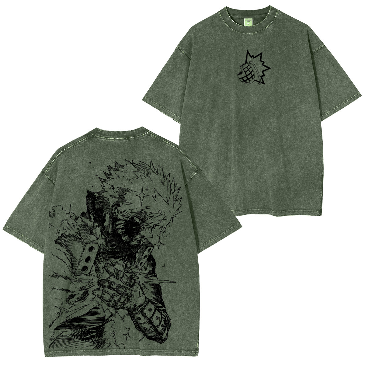 Katsuki Bakugo My Hero Academia Anime Double Retro Washed T-Shirt