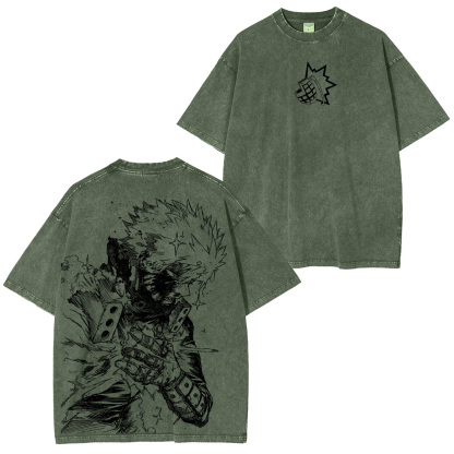 Katsuki Bakugo My Hero Academia Anime Double Retro Washed T-Shirt