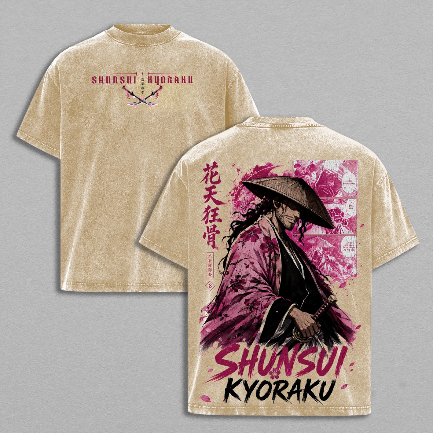 Bleach Shunsui Kyoraku washed T-shirt/Crewneck/Hoodie