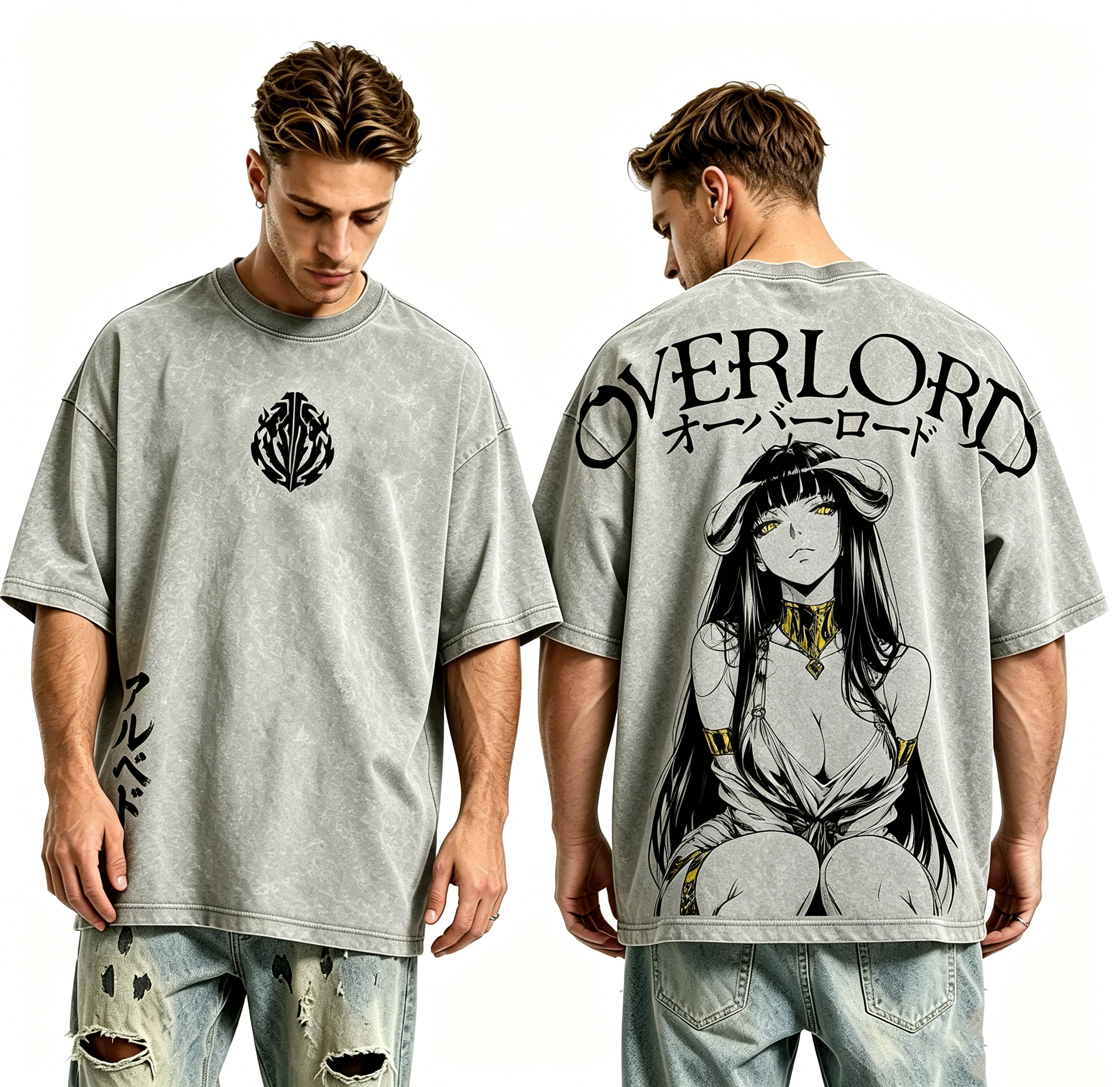 Retro Vintage Albedo Overlord Ver 2 Anime Unisex Washed T-Shirt