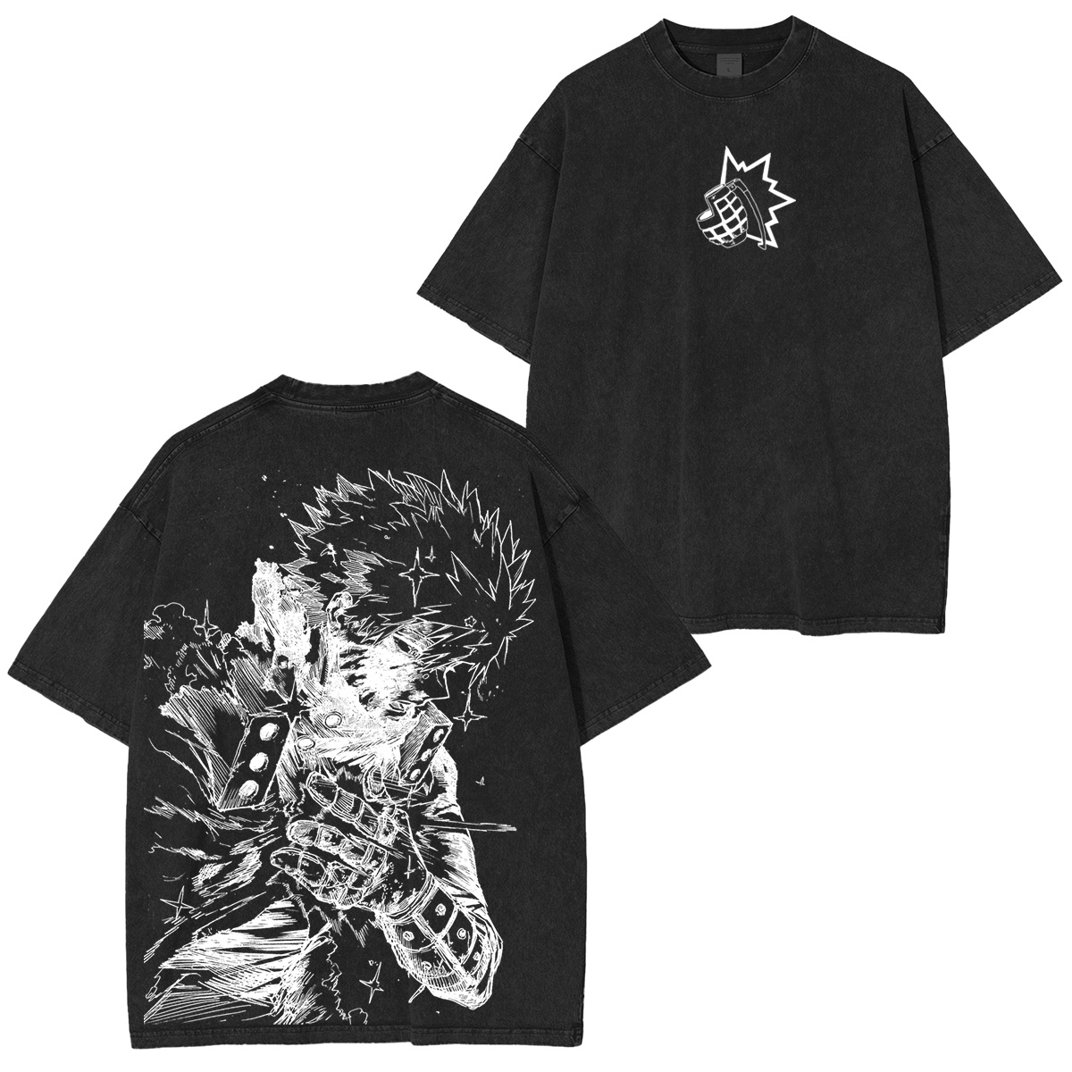 Katsuki Bakugo My Hero Academia Anime Double Retro Washed T-Shirt
