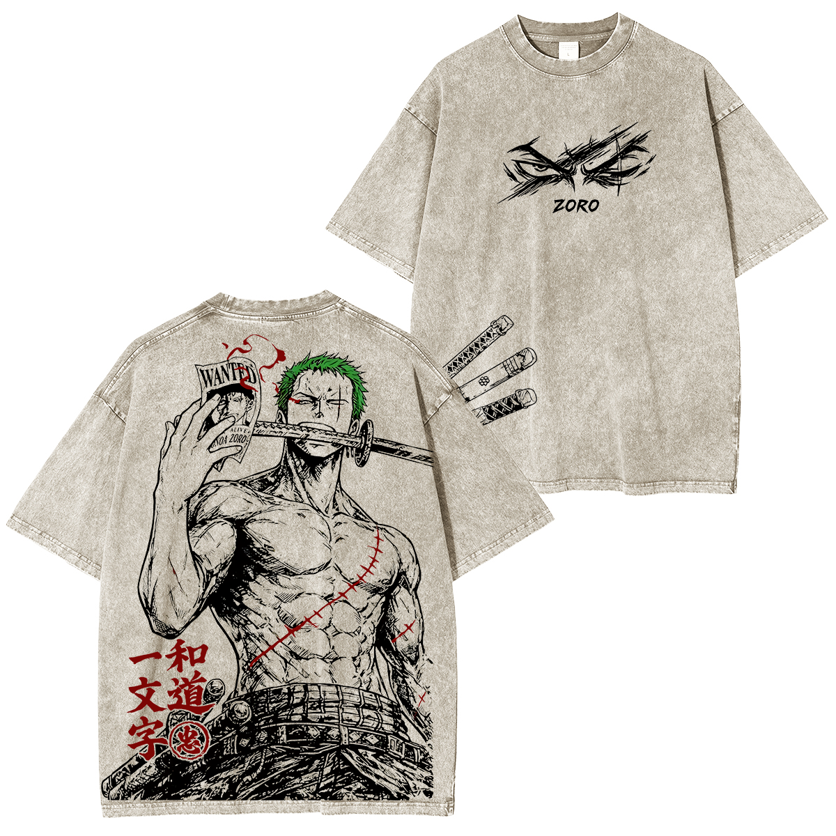Zoro One Piece Unisex Washed T-Shirt