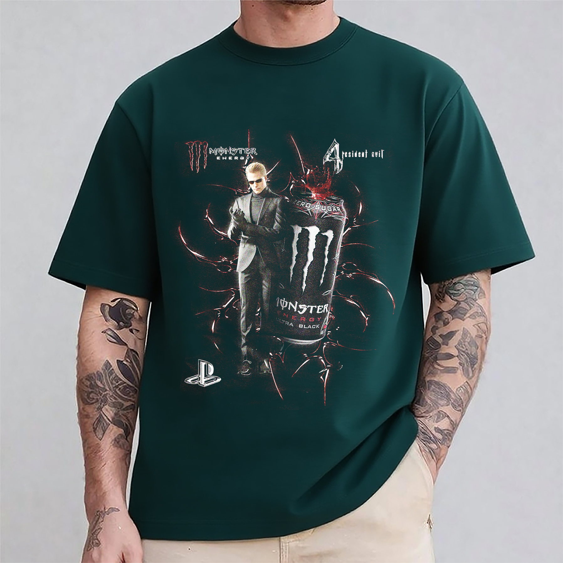 Resident Evil’s Wesker and Monster Energy Oversized T-shirt/Crewneck/Hoodie