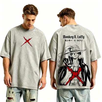 Luffy One Piece Pirate King Unisex Washed T-Shirt