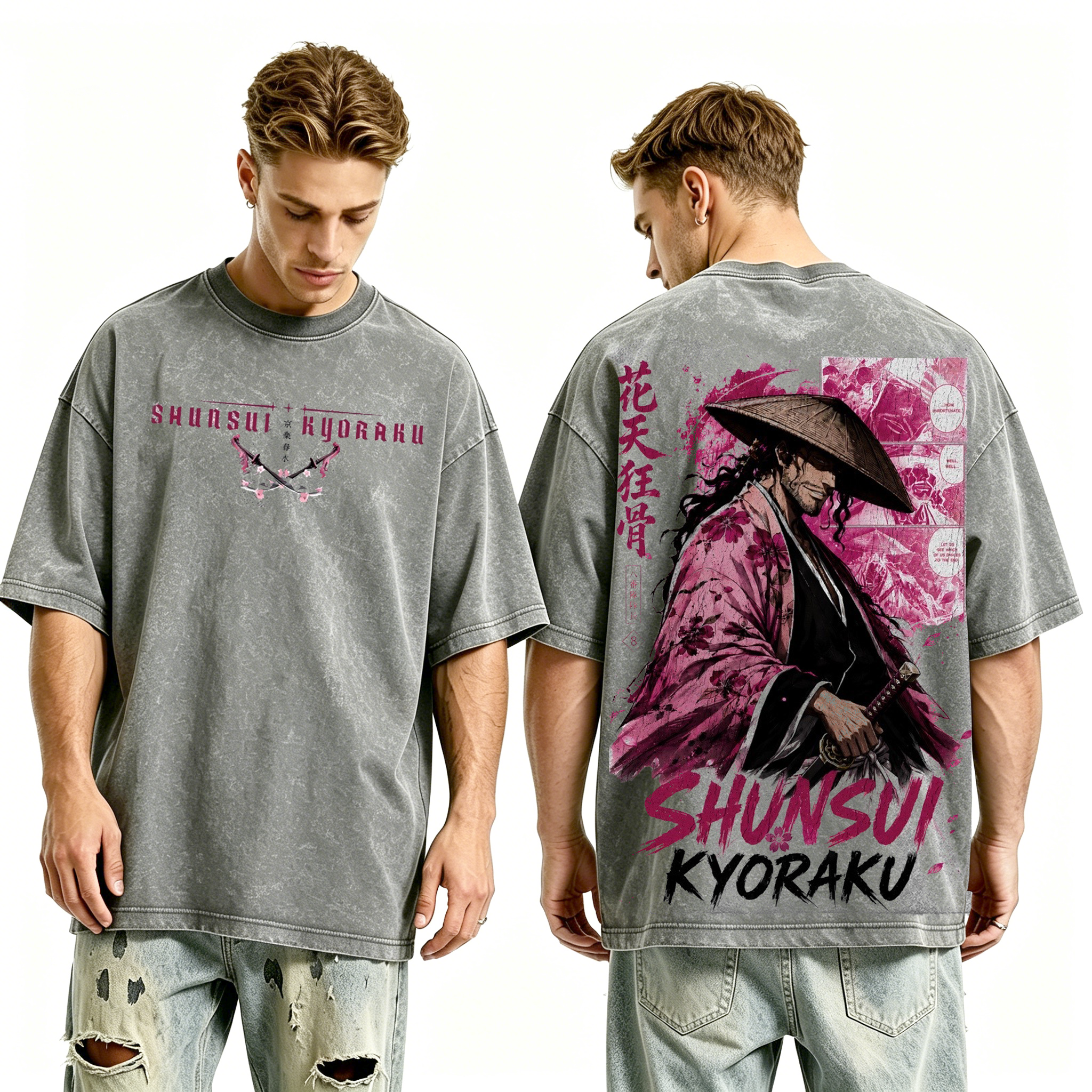 Bleach Shunsui Kyoraku washed T-shirt/Crewneck/Hoodie