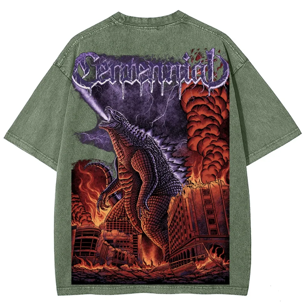 Godzilla  inspired Graphic Unisex Washed T-Shirt