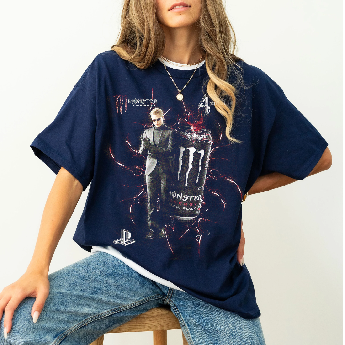 Resident Evil’s Wesker and Monster Energy Oversized T-shirt/Crewneck/Hoodie