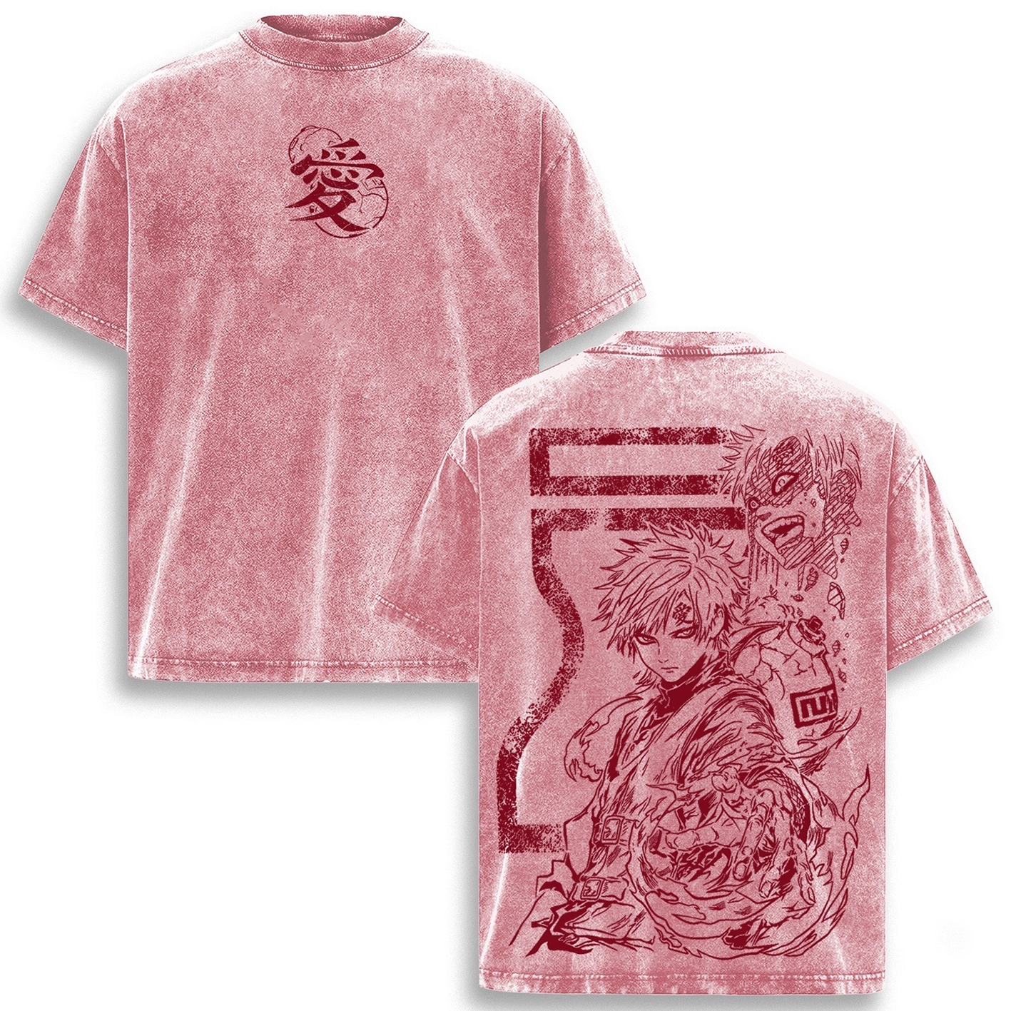 Gaara Naruto Anime Unisex Washed T-Shirt