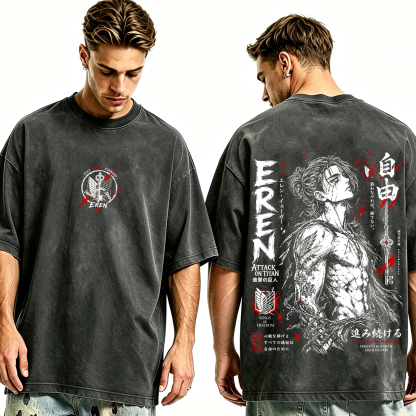 Attack on Titan Eren Jeager Washed T-shirt/Crewneck/Hoodie