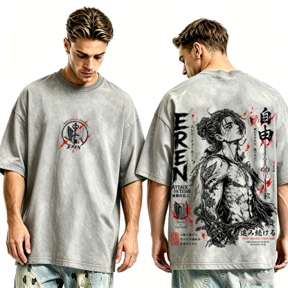 Attack on Titan Eren Jeager Washed T-shirt/Crewneck/Hoodie