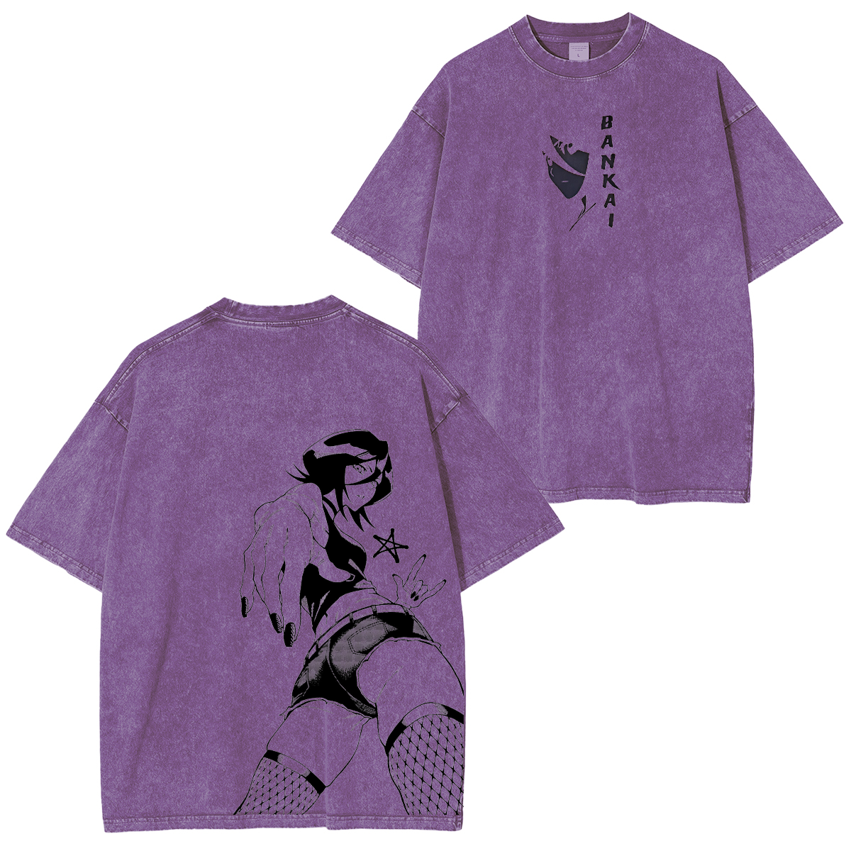 Bleach Anime Double Printed Vintage Washed Tee