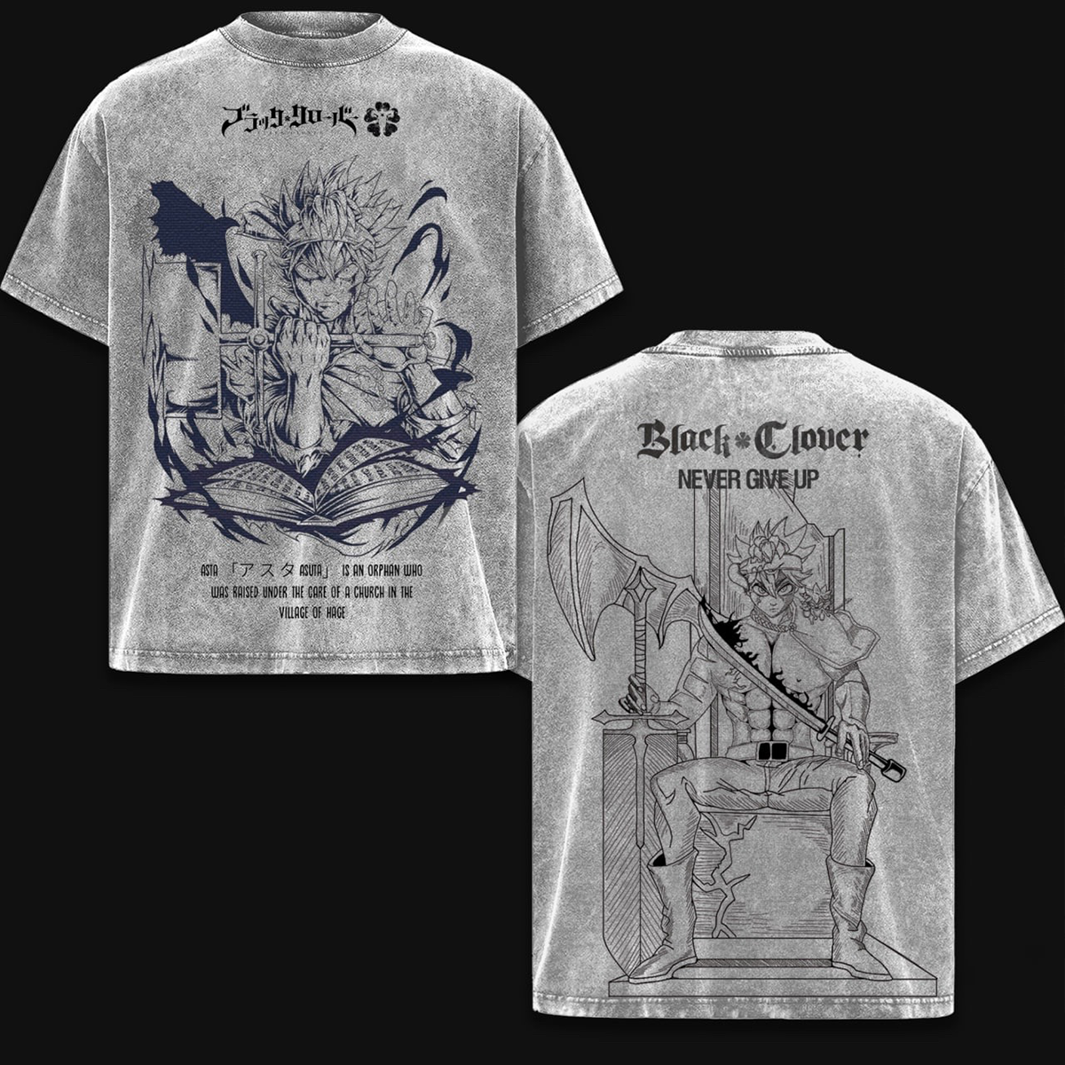 Asta x Black Bulls Black Clover Anime Washed T-shirt/Crewneck/Hoodie