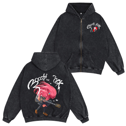 Jujutsu Kaisen Anime Unisex Washed Zip Up Hoodie