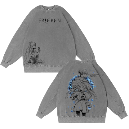 Frieren Anime Washed T-shirt/Crewneck/Hoodie