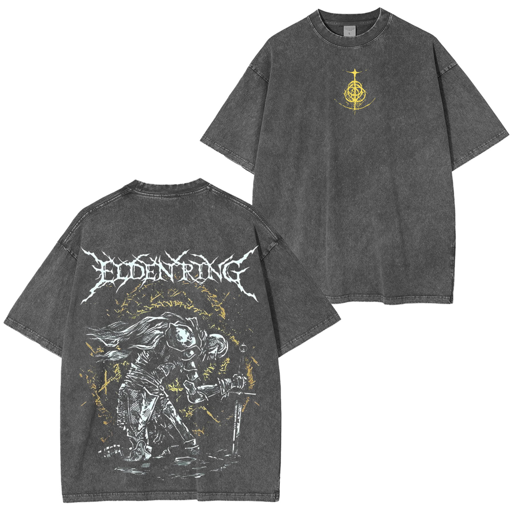 Elden Ring The Tarnished Heavy Metal Game T-shirt