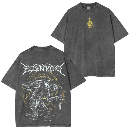 Elden Ring The Tarnished Heavy Metal Game T-shirt