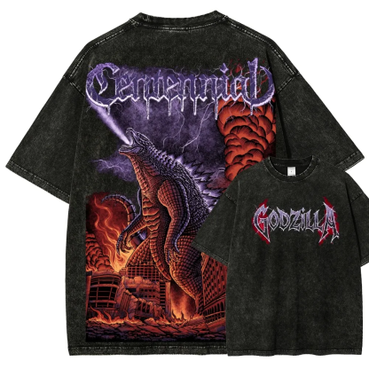 Godzilla  inspired Graphic Unisex Washed T-Shirt