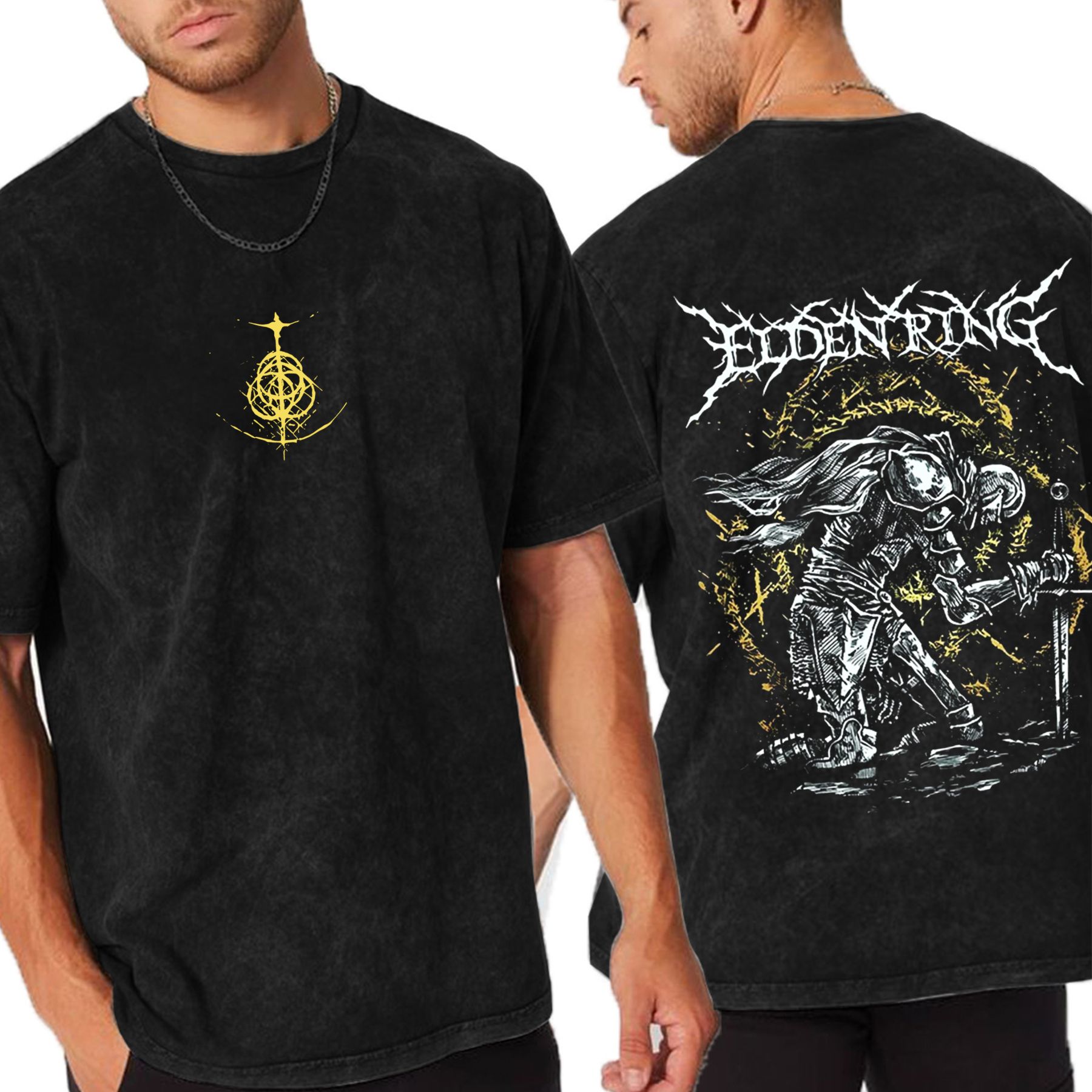 Elden Ring The Tarnished Heavy Metal Game T-shirt