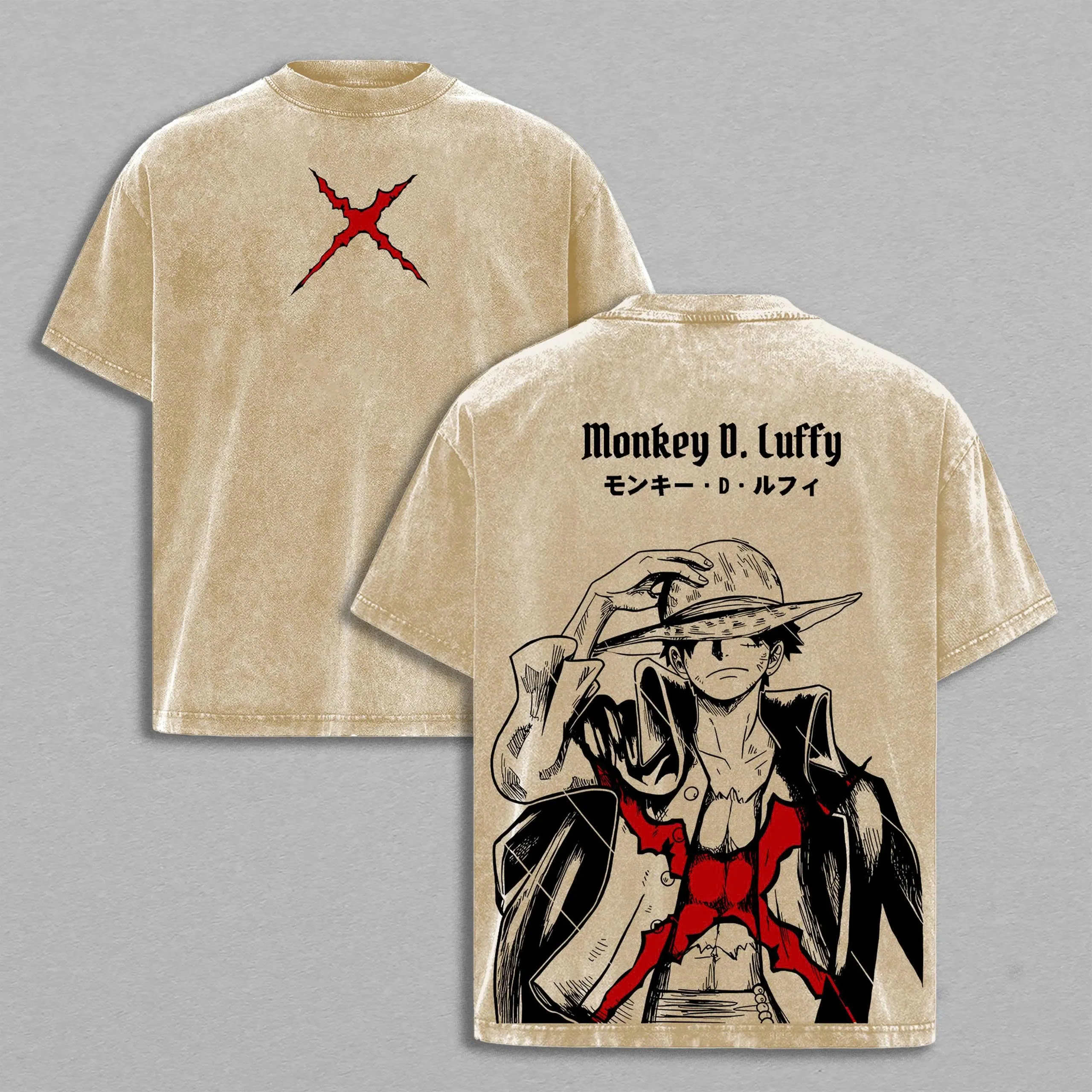 Luffy One Piece Pirate King Unisex Washed T-Shirt