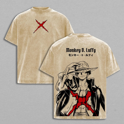 Luffy One Piece Pirate King Unisex Washed T-Shirt
