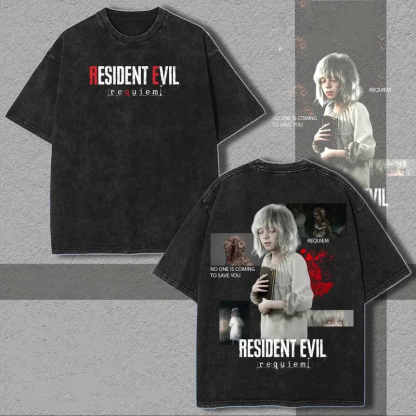 Emily Resident Evil Requiem RE9 horror Game Unisex Washed T-Shirt