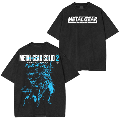 GS2 Snake And Raiden Cover Game Metal Gear Solid Graphic  Unisex Washed T-Shirt