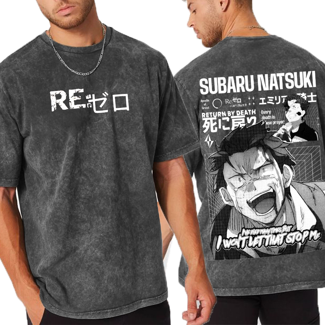 Re:Zero , Subaru Natsuki Return by Death  Unisex Washed T-Shirt