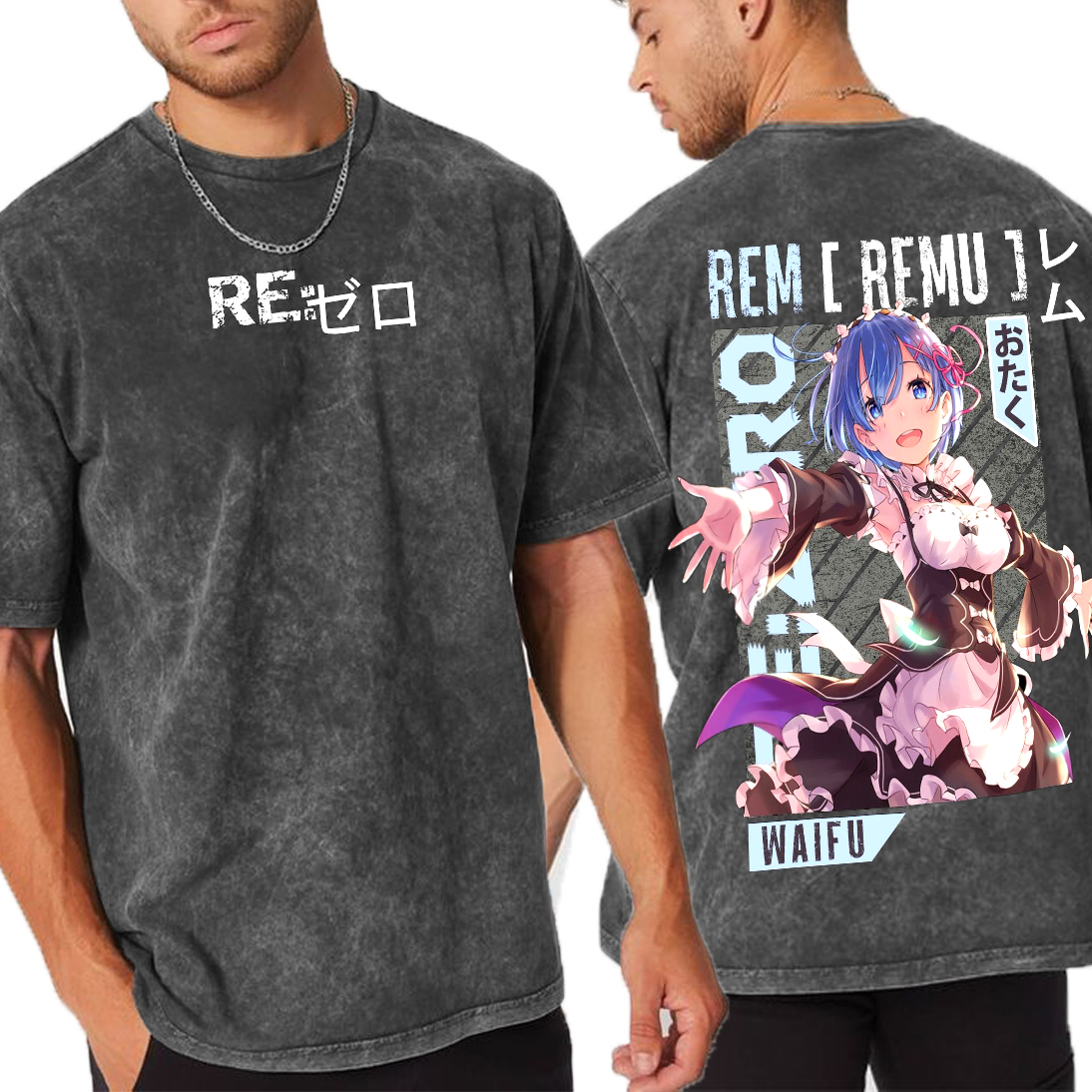 Rem,ReZero Anime Unisex Washed T-Shirt