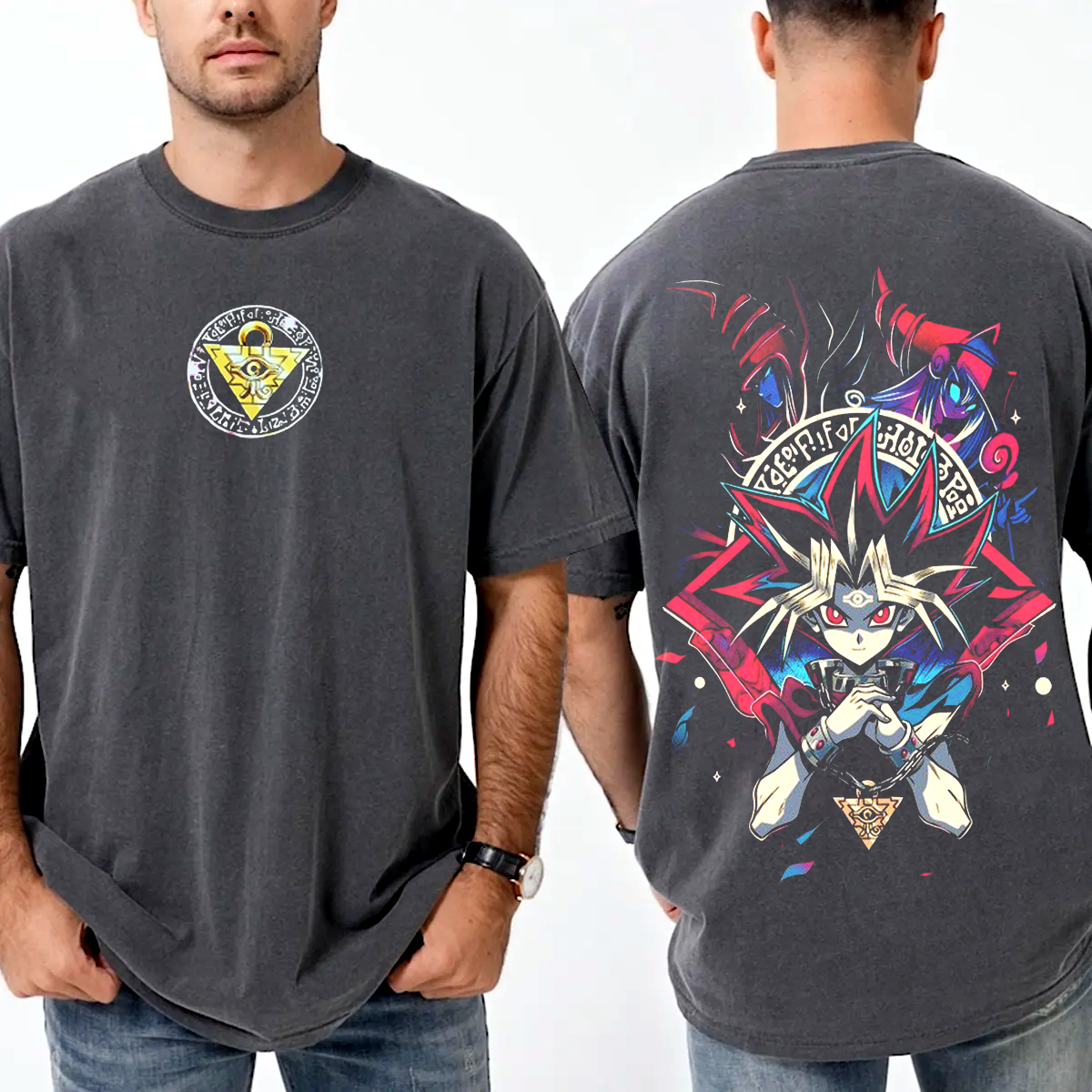 Retro limited dark magician monster card,Yu-Gi-Oh! Trading Card Game Unisex Washed T-Shirt