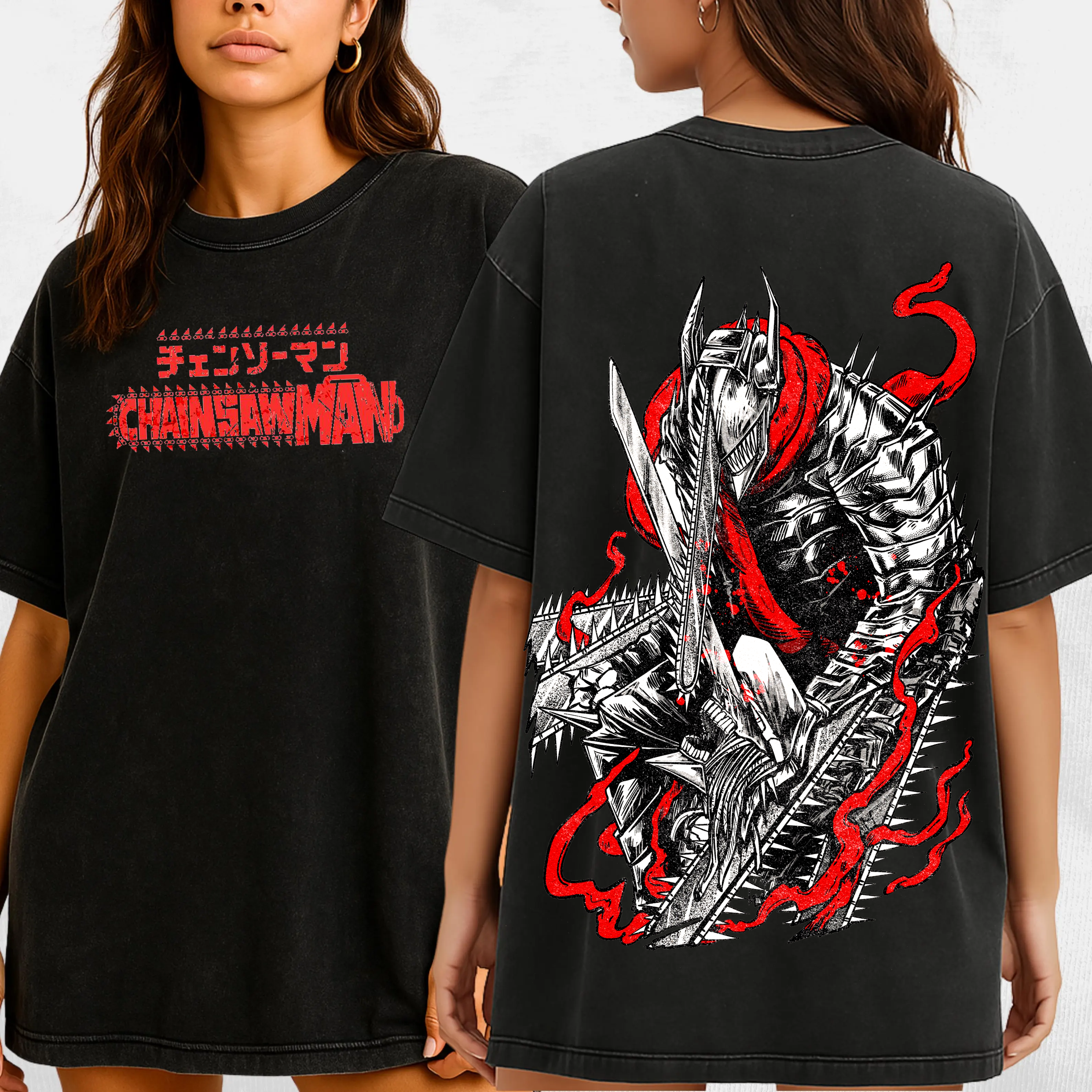 Chainsaw Man Anime Unisex Washed T-Shirt