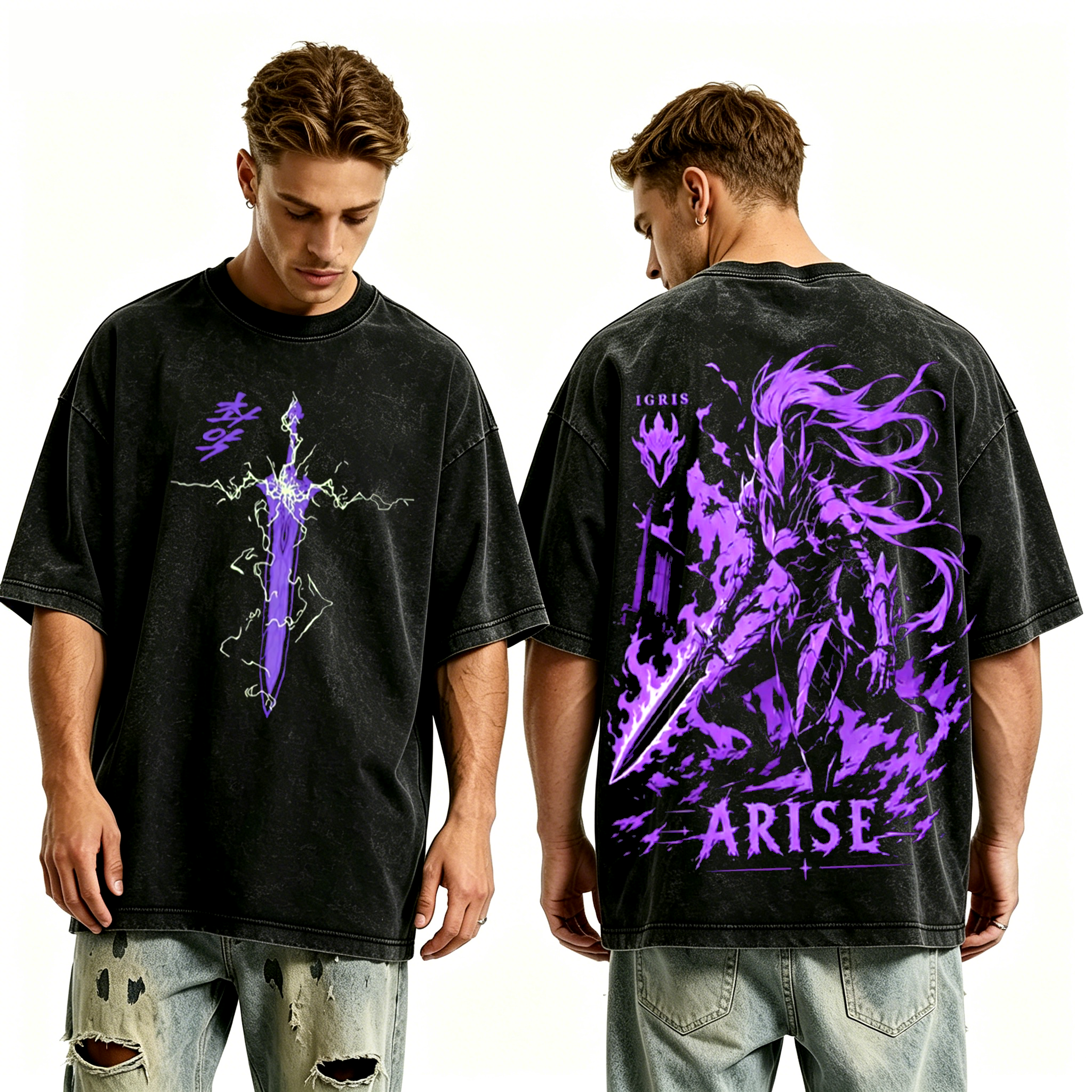 Solo Leveling Anime Unisex Washed T-Shirt